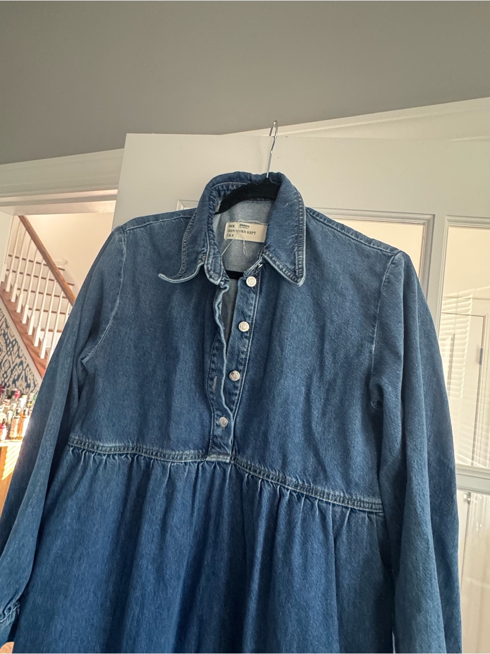 Anthropologie Seen Worn Kept Long-Sleeve Denim Midi Dress - Picture 4 of 9